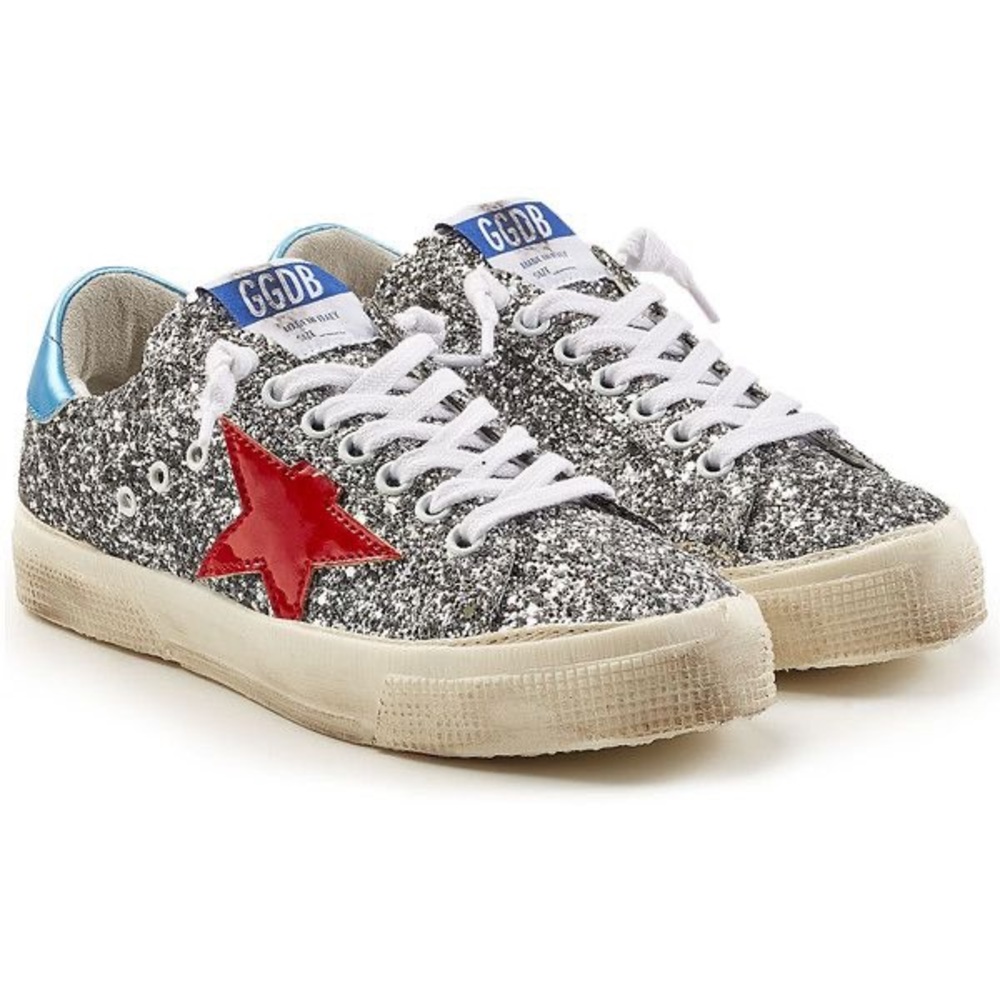 Golden Goose May Sneakers with Silver glitter. Size 38